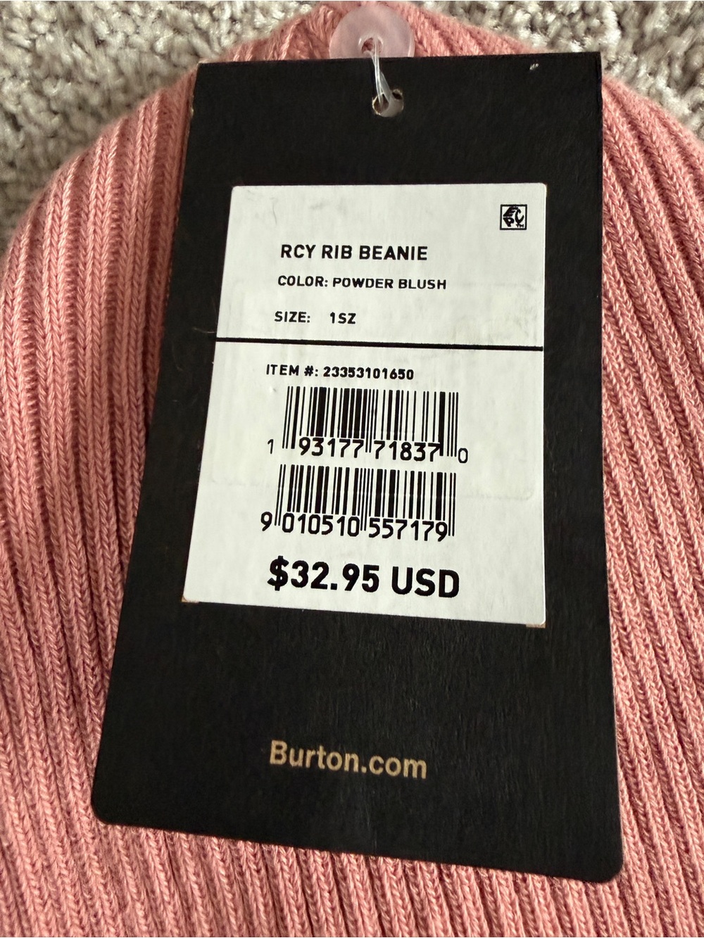 Burton Powder Blush Ribbed Beanie - Picture 3 of 3